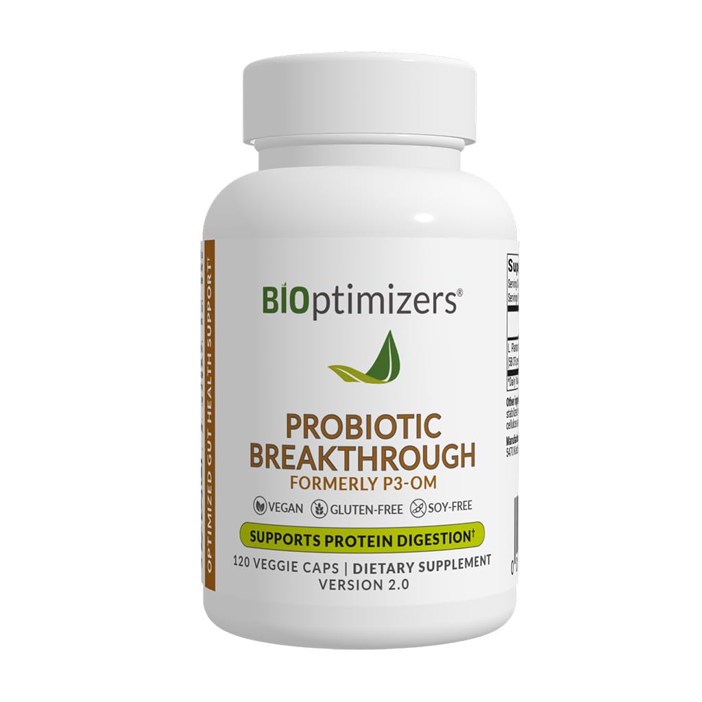 BOptims Probiotic Break Through - Lactobacillus Plantarum OM Probiotics & Prebiotics Health Supplement for Gut, Digestive & Immune Support Probiotics for Women Men Elderly - 120 קפסולות טבעוניות