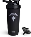 Smartshake Rockband Reforce Stainless Steel חלבון Shaker 900 מ"ל | 30 oz - Leakהוכחה Screw-on Lid - BPA Free - Unisex - Metallica, Master of Puppets Logo על הבקבוק