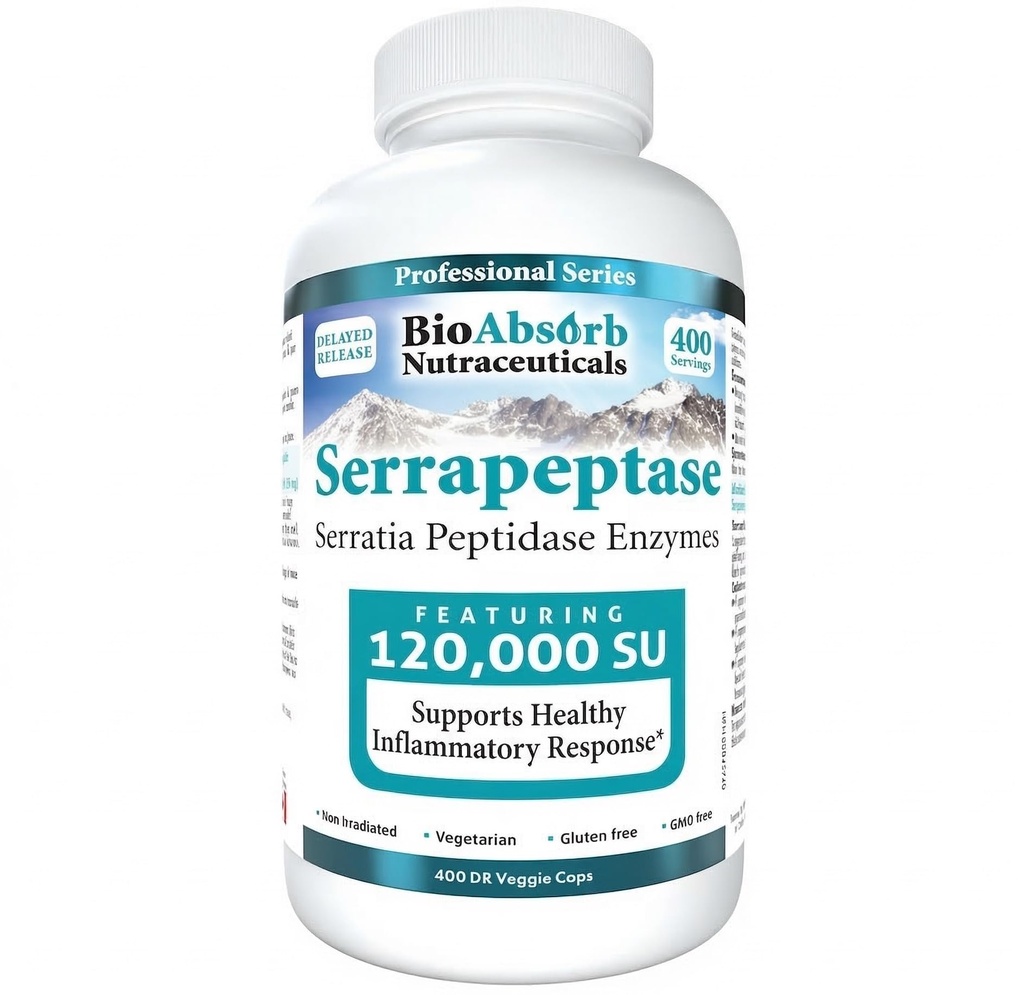 BioAbsorb Serrapeptase תוסף 120000 SPU, בטיחות גבוהה, נדחה