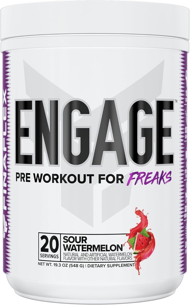 FINAFLEX Proage Pre Workout, Sour Watermelon - Train Harder, Longer & Stronger - כולל Creatine, Beta-Alanine, Alpha GPC, Citrulline & Caffeine - 20 משרתים