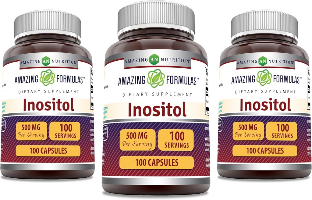 פורמולה מדהימה Inositol 500 Mg | קפסולות | Non-GMO | Glu-Free | Made in USA (Pack of 3 | 100 Count)