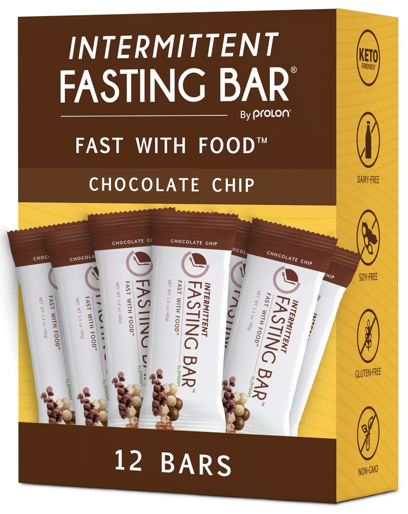 Prolon Fasting Bars | 5g חלבון, 7g סיבים | Keto-Friendly, Gluten-Free, Milk-Free, Plant-based | תזונה עבור לסירוגין מהירה | פורמולה לא לשבור את המהירות שלך / צ'יפ שוקולד (12 Count)