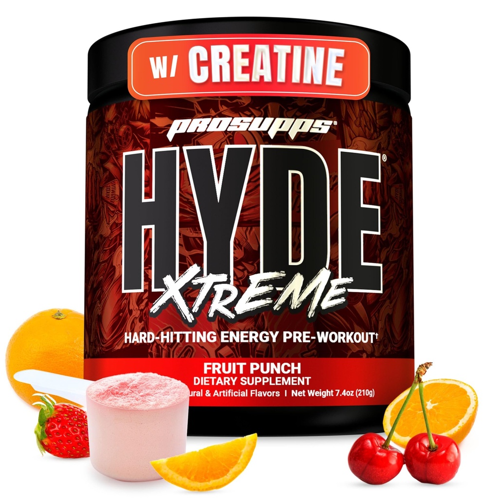 PROSUPPS מר הייד Xtreme טרום עבודה אבקה עם Creatine, Beta Alanine & Caffeine - אנרגיה קיצונית, משאבות, מיקוד וביצועים - כושר & תוספי כושר עבור גברים ונשים (Fruit Punch, 30 משרתים)