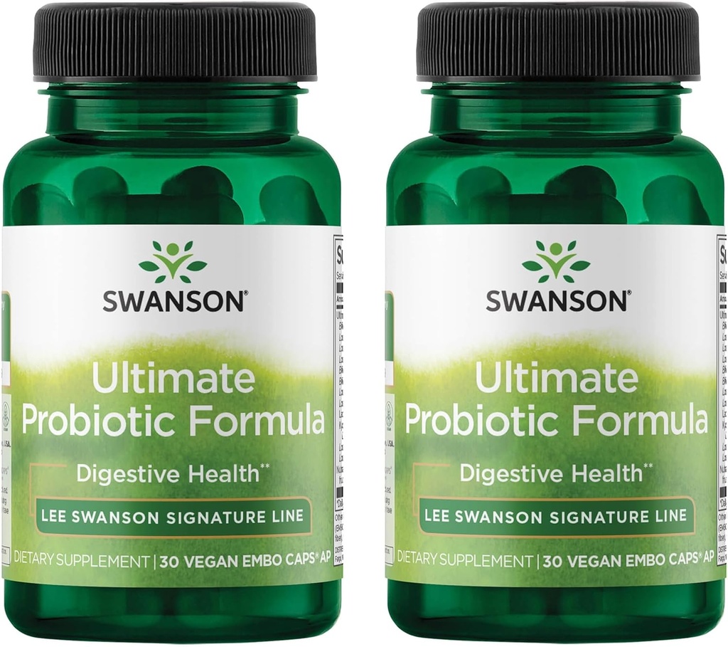 Swanson Ultimate Probiotic Formula Digestive Health Immune System תומך 66 מיליארד CFU Prebiotic NutraFlora scFlora 30 DRcaps Veggie קפסולות (2 Pack)