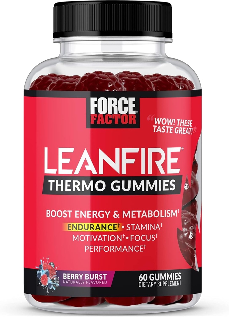 כוח גורם LeanFire Thermo Gummies עם ויטמין B12, Caffeine, & קפה ירוק Bean, Boost Energy, Metabolism, Endurance, Stamina, מוטיבציה, מיקוד וביצוע, טרום Workout Gummies, 60 חניכיים