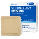 LotFancy Silicone Foam Dressing, 4 "x 4" (2.5"x2.5), 5 Count, Sterile Bordered Adhesive Wounding, Bed Sores, Ulcers Wound Care Bandage, Highly Absorbent, חסימת מים