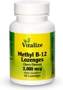 Vitalize - Methyl B-12 Lozenges | ויטמין B12 Methyleobalamin | תוסף B12 | Cherry Flavor | תוספי אנרגיה | תמיכה בייצור אנרגיה ו- Liver Health | 50 Lozenges לכל בקבוק