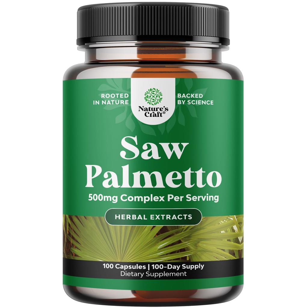 כוח נוסף Saw Palmetto Extract - תרכובת צמחית מתקדמת לבריאות שיער ותמיכה שתן עם Plant Sterols & Flavonoids - Potent Herbal תוסף עם 500 מ"ג לשרת - 100 קפסולות