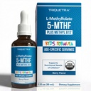 ילדים אורגניים Methylfolate + Methyl B12 Cofactor - אורגני ברי פלאמור, טופס sublingual - 5-MTHF טופס, טופס עליון של Folate - התאמת מינון לכל ימי - Mood, Behavior, Cognition - 1 oz.