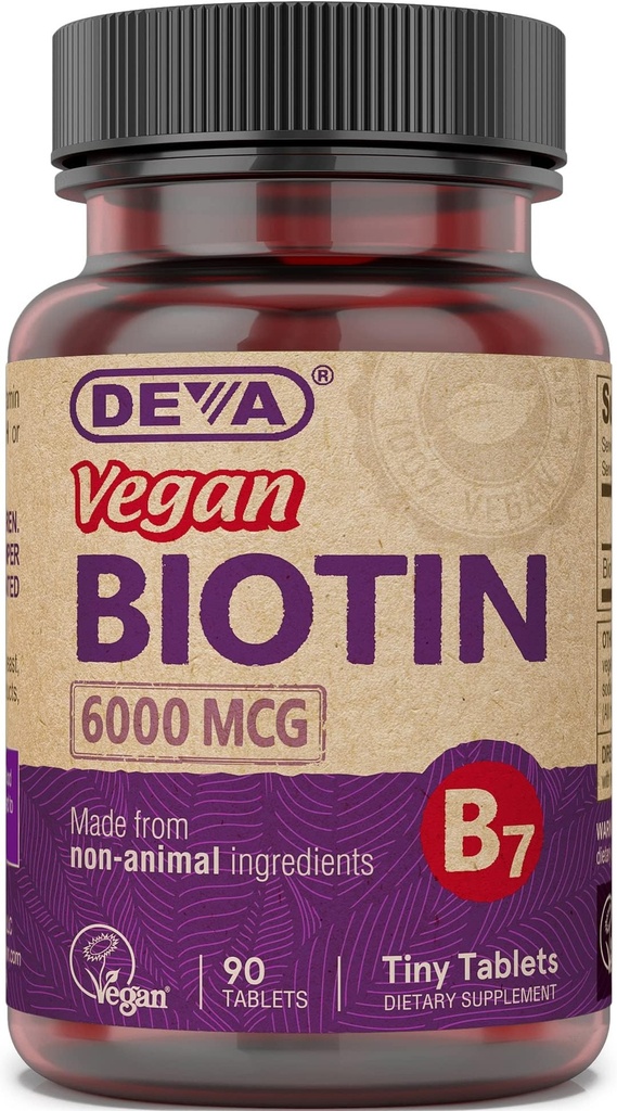 6000 mcg - Easy-to-Swallow ויטמין B7, טבליות זעירות, 90 Count