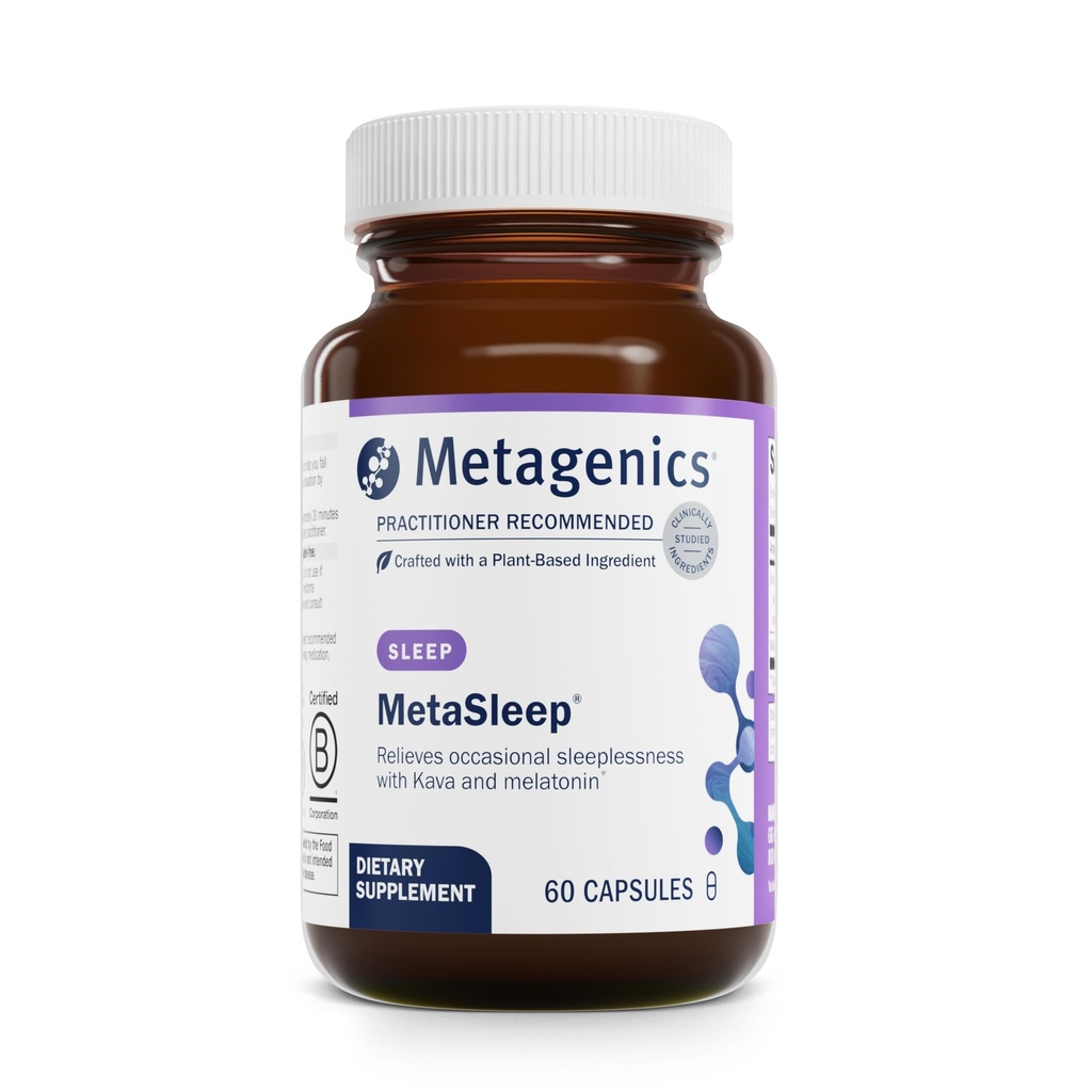 Metagenics - MetaSleep - Double-Phase Melatonin with Kava Sleep Supplement - 60 קפסולות (Pack of 1)