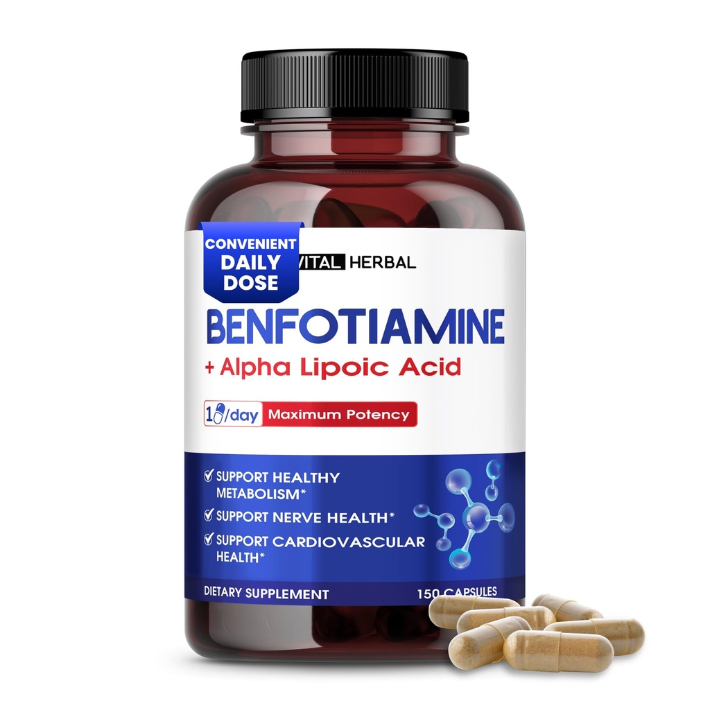 VITAL HERBAL Liposomal Benfotiamine עם Alpha Lipoic Acid - מקסימום בטיחות תמיכה במטבוליזם בריא - מיוצר בארה"ב