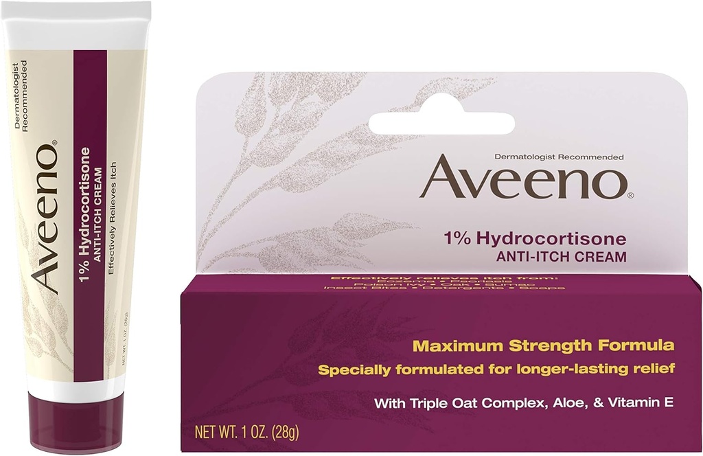 Aveeno 1% hydrocortisone Anti Itch Cream, כוח מקסימלי
