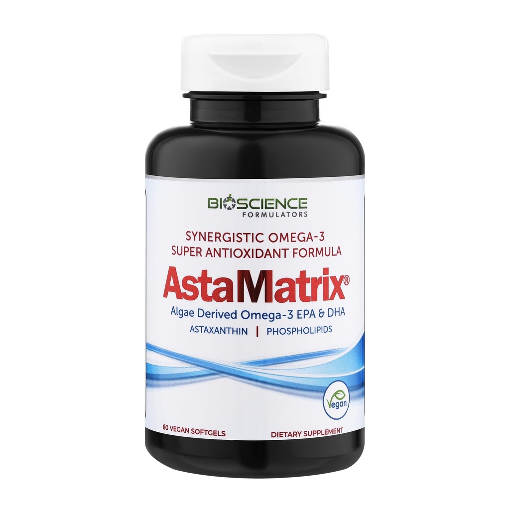 AstaMatrix® Algal אומגה 3 DHA EPA Astaxanthin Phospholipids ; אלטרנטיבה טבעונית-ידידותית לשמן קריל או שמן דגים | 60 SoftGels טבעוניים