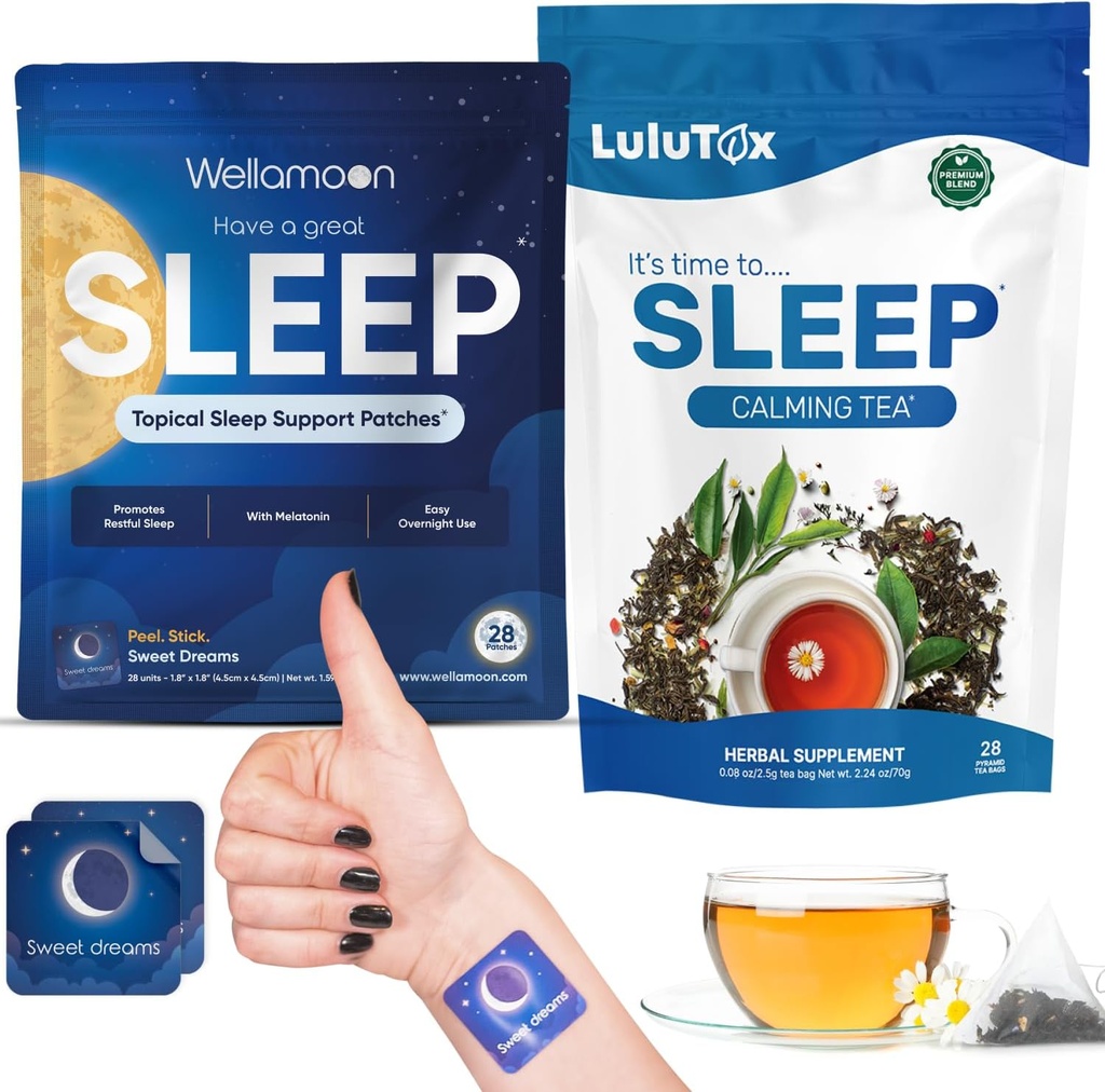 Wellamoon Sleep Patches & Lulutox Sleep Tea Bundle (28 פטס ו 28 משרתים)