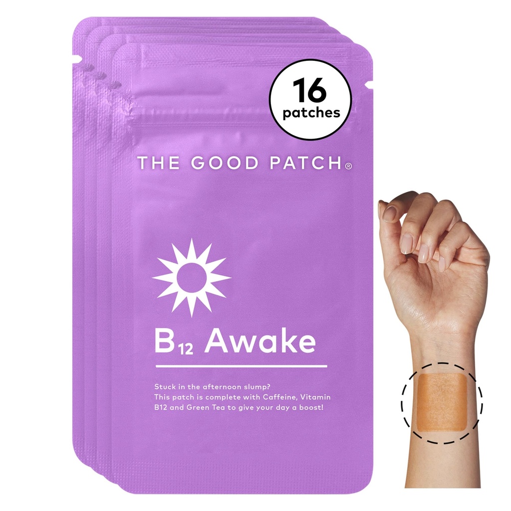 The Good Patch B12 Wake Patch, Natural Patch with Caffeine, B12 ו-Green Tea Extract, Plant Powered Wearable Wellness, Helps to Promote Energy (16 Total Patches)