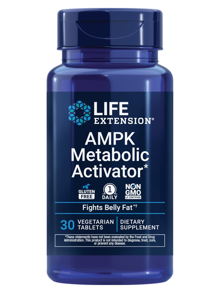Life Extension AMPK Metabolic Activator*, Hesperidin, G. Pentaphyllum, Fight non- Belly Fat, Target Total Fat, Gluten-Free, Vegetarian, 1-Daily, Non-GMO, 30 טבליות