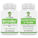 VitaMonk Energy & Focus Bundle: MatchaMAX אורגני קפסולות התאמה יפנית נמוכה Dose Caffeine ו Theanine