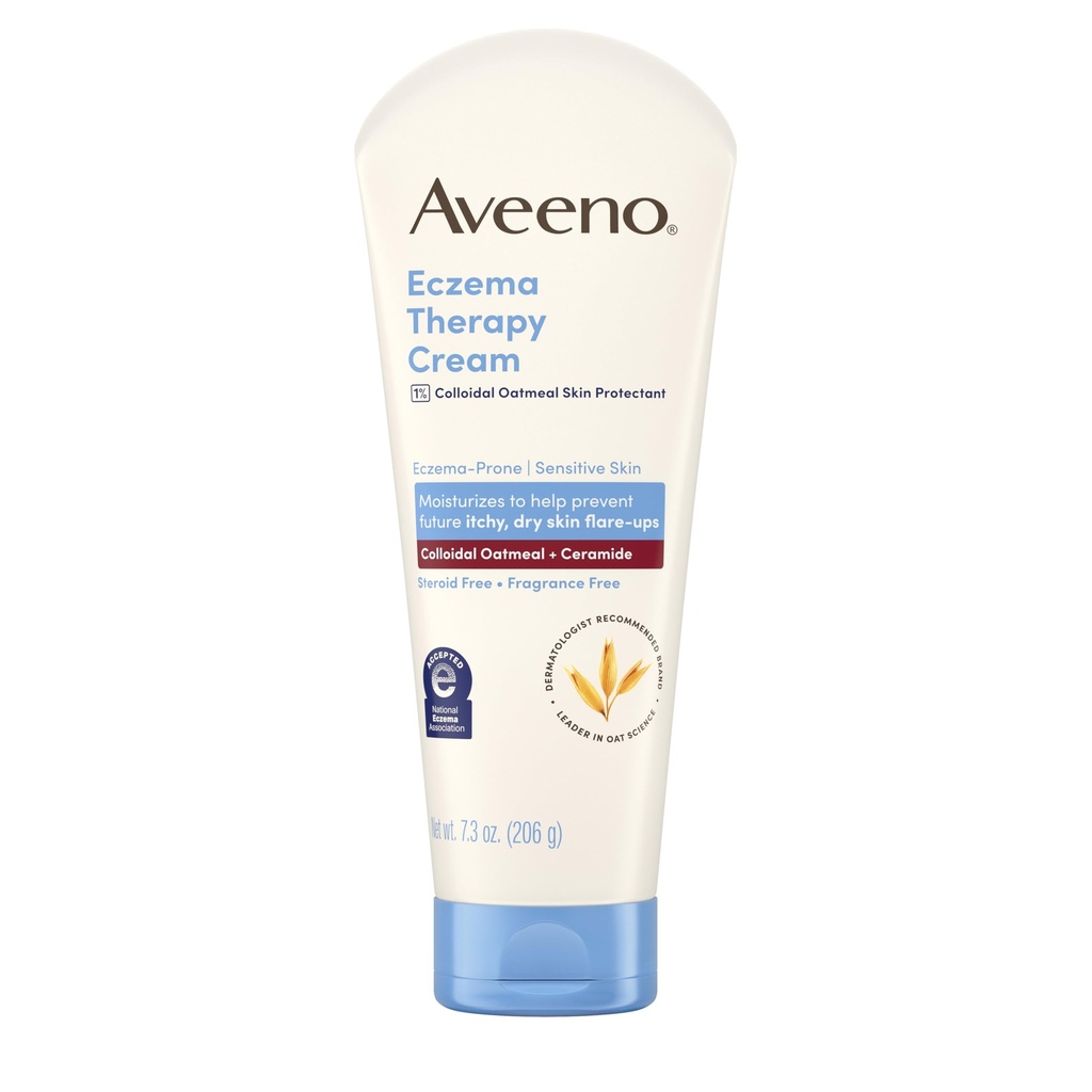 Aveeno Eczema Therapy Daily Moisturizing Body Cream for Sensitive Skin, Soothing Eczema Relief Cream, Colloidal Oatmeal & Ceramide for Dry & Itchy Skin, Steroid- & Smell-Free, 7.3 ozozozoz