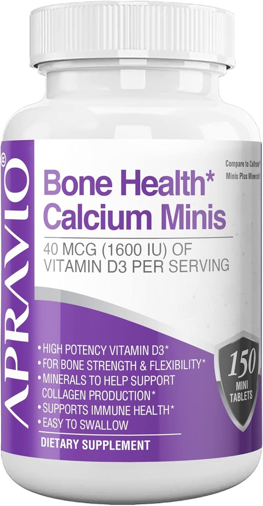 Bone Health Calcium Minis Tablet, Calcium תוספי W/Vitamin D3, Magnesium, Zinc, Copper, Manganese, מינרלים כדי לעזור תמיכה בעצמות העצם, ייצור קולג'ן, בריאות החיסון, 150ctctctune, 150ctctctctune Health, 150.