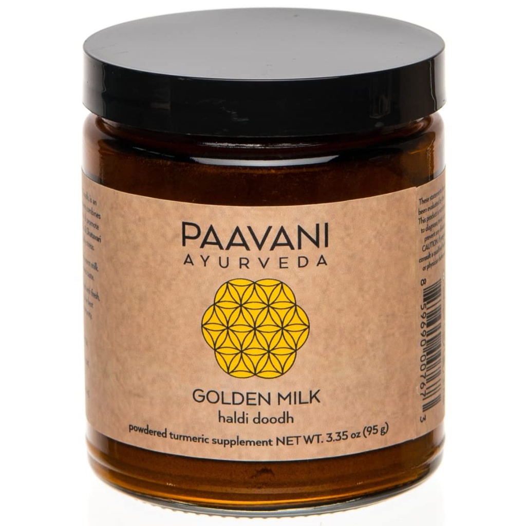 PAAVANI Ayurveda Golden Milk - Made in USA - Ayurvedic Turmeric & Ashwagandha בלנדרה - תוספת אבקה - Haldi Doodh - 100% אורגני - 38 משרתים