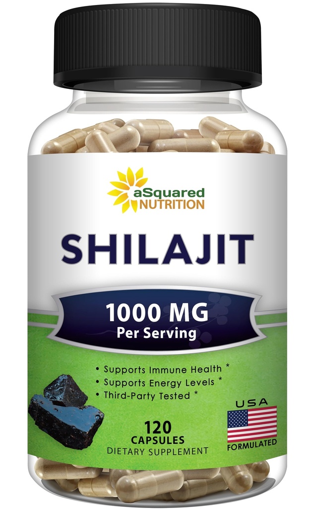 תזונה מזומנת Shilajit 1000mg - 120 קפסולות - Pure Shilajit לחלץ תוספי מזון צמחי אבק גלולות מורכבות - Natural Humic & Fulvic Acid & Trace מינרלים - אלטרנטיבי to Resin & Drops