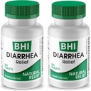 BHI Diarrhea הקלה מהירה מעשה טבעי עבור Mild Diarrhea - 8 Soothing Homeopathic Actives לעזור Calm Stomach Ache, Gas & Cramps עבור נשים וגברים - 100 טבליות (Pack of 2)