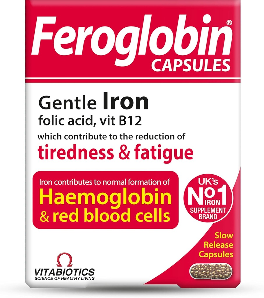 Feroglobin Vitabiotics אורגני ויטמין ו-מינרל קפסולות 30 קפסולות