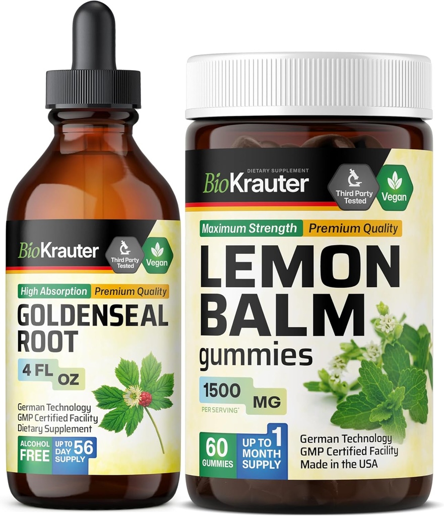 BIO KRAUTER Goldenseal Tincture 4 Fl. Oz. & Lemon Balm 60 חניכיים