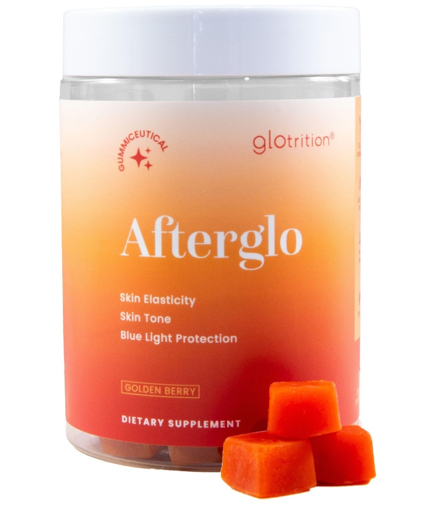 Glotrition Afterglo Gummies - תוספי יופי עם ויטמין A, ויטמין C, ווויטמין E עבור עור רדנט - Smoothes Skin ולהגדיל את הזבוביות העור - 60 חניכיים