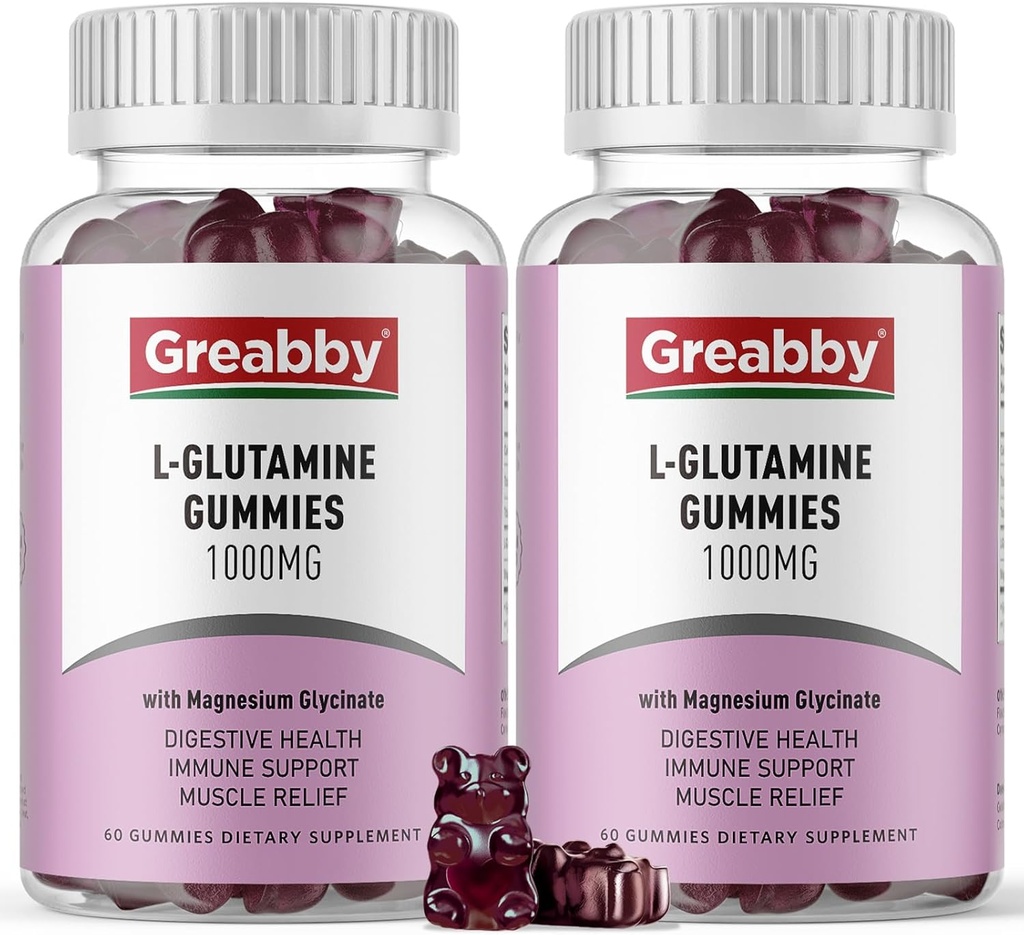 L Glutamine 1000 מ"ג חניכיים - סיוע שרירים & Immune תמיכה, Amino Acid תוספת עם Magnesium Glycinate, טבעוני & non-GMO, Gluten חינם (120 Count)