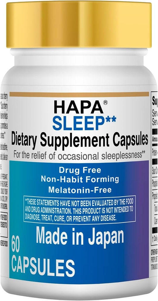 HAPA יפן Melatonin חינם Sleep Aid תוספת, Phosphatidylserine, Coenzyme Q10, מבוגרים, 60 קפסולות, 30 יום אספקה
