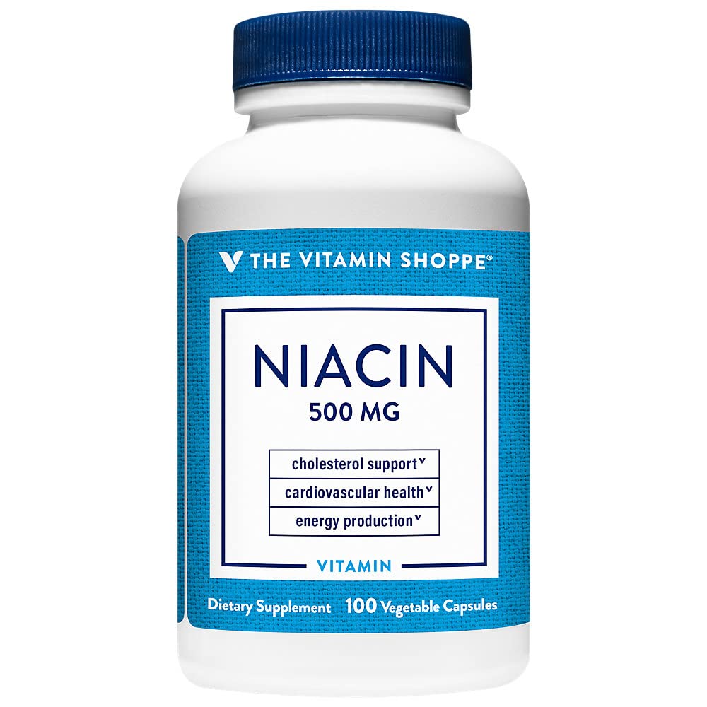 ויטמין Shoppe Niacin - תמיכה כולסטרול - 500 MG (100 קפסולות ירקות)