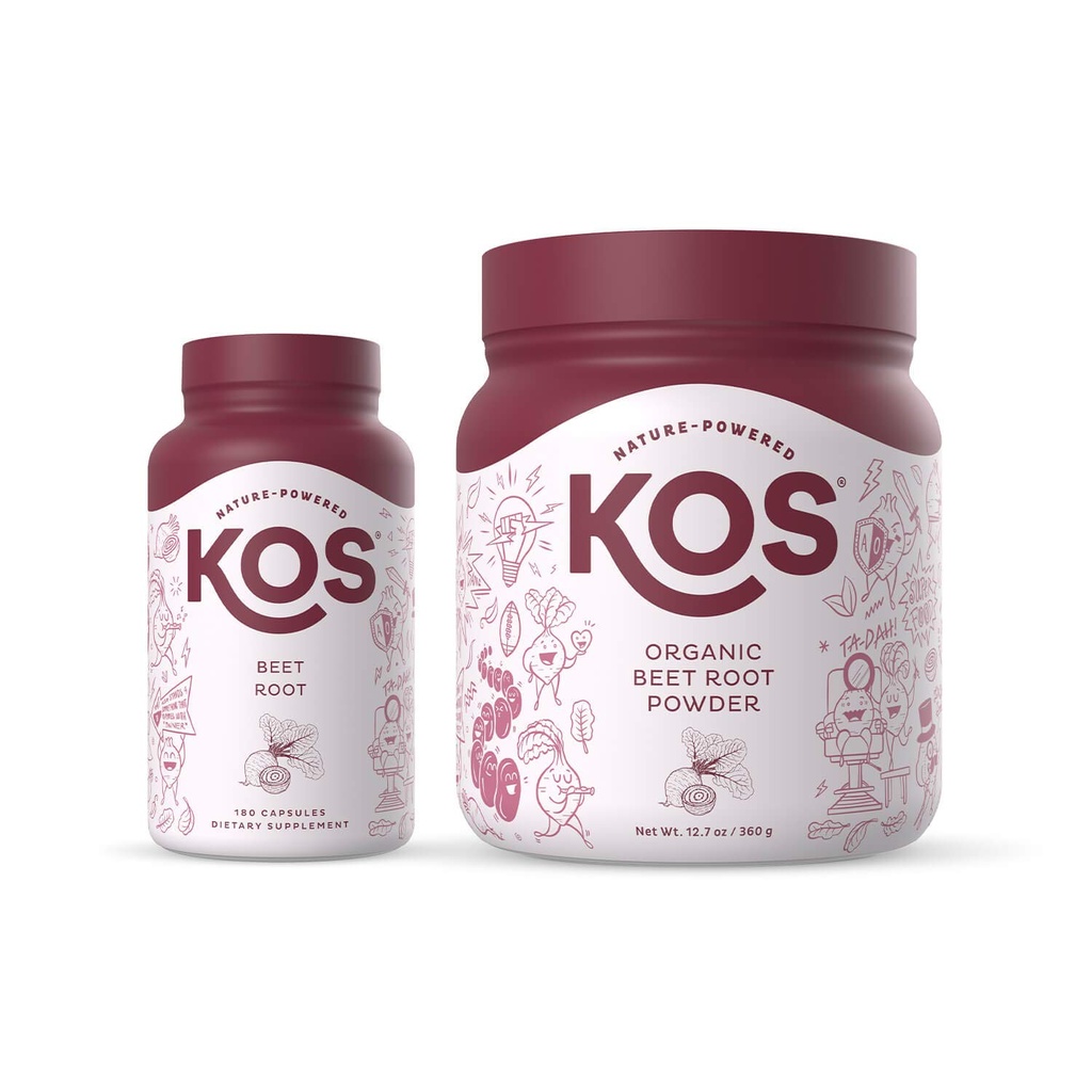 KOS אורגני אבקת שורש + אורגני Beet שורש קפסולות Bundle