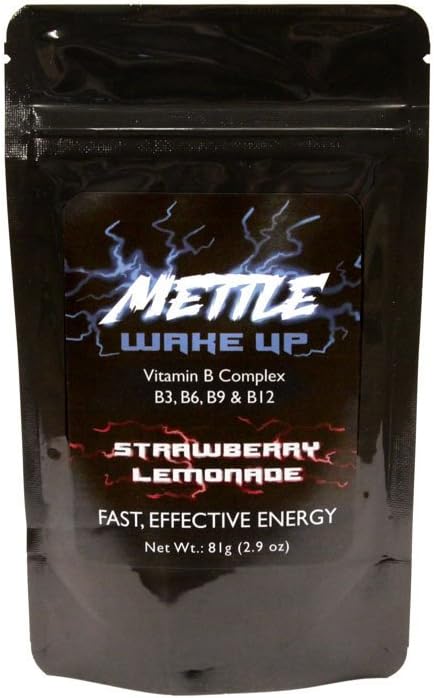 אבקת משקאות אנרגיה - 25 משרתים | סוכר חינם | 200mg Caffeine - Mettle Energy Drink (Strawberry Lemonade)