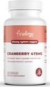 כדורי קריין 475 מ"ג, 60 קפסולות טבעוניות עבור Urinary Tract Health & Bladder תמיכה, ריכוז אבקת Cranberry, non-GMO, תוסף קריין ללא סוכר, 2-Month Supply Supply.