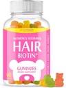 חניכיים שיער ביוטין ויטמינים 10000mcg - תוסף ביוטין לבריאות, חזק יותר, שיער יפה וציפורים, non-GMO, Chewable Hair Gummies עבור נשים וגברים - 60 מסטיקמי
