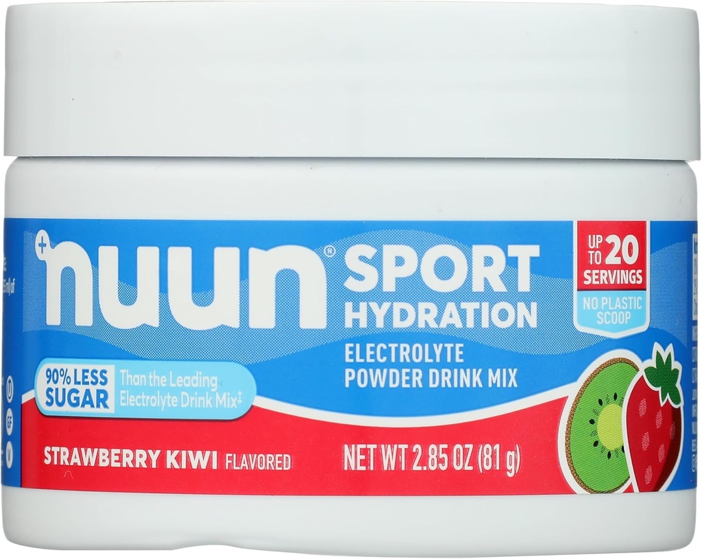 Nuun Sport Electrolyte אבקת לשתות לערבב עם Magnesium, Calcium, Potassium, Chloride ו Sodium, Strawberry קיפלאמור, Gluten Free & Vegan, עד 20 משרתים