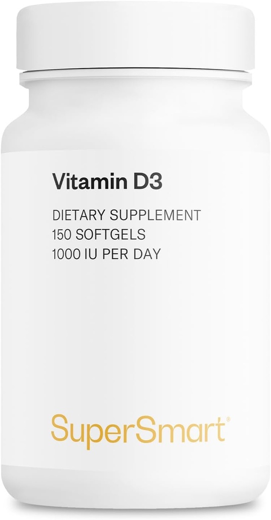 SUPERSMART - ויטמין D3 1000 IU Per Day - ויטמינים לחוזק עצמות - תאים מוגנים | Non-GMO & Gluten Free - 150 Softgels