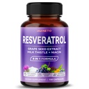 Ultra Resveratrol 8 ב-1 פורמולה - עם Grape Seed Milk Thistle Niacin (150 Count)
