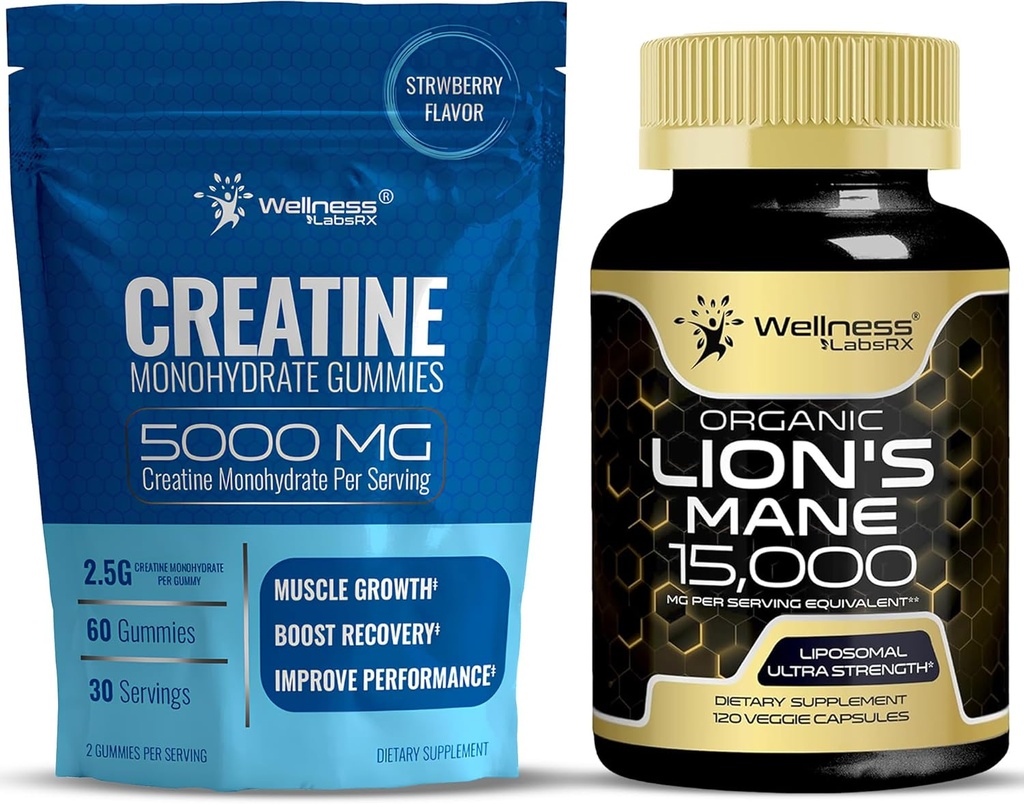 OD LABSRX Lions Mane תוספי קפסולות - Creatine Gummies 5000 מ"ג