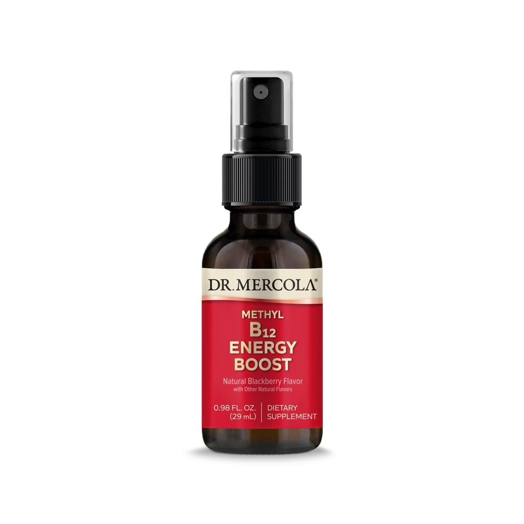 Dr. Mercola Methyl B12 Energy Boost Spray, 0.98 Fl. Oz. (29 מ"ל), 39 משרתים, 1,000 mcg Per Serve, Dietary Supplement, Supports Mental Focus, Non-GMO.