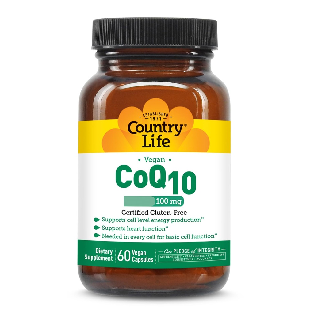 המדינה החיים פשוט CoQ10 100 מ"ג - תומך בתפקוד הלב ואנרגיה סלולרית, Softgels טבעונית, תוסף Gluten-Free, Non-GMO 60 ct - Cardiovascular Health Support