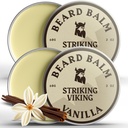 Striking Viking Beard Balm for Men - Leave in Beard Conditioner - Styling Balm Made עם באופן טבעי Derived Beard Butter, Argan & Jo Joba Oils (2 Ounce (Pack of 2), Vanilla 2 Pack)