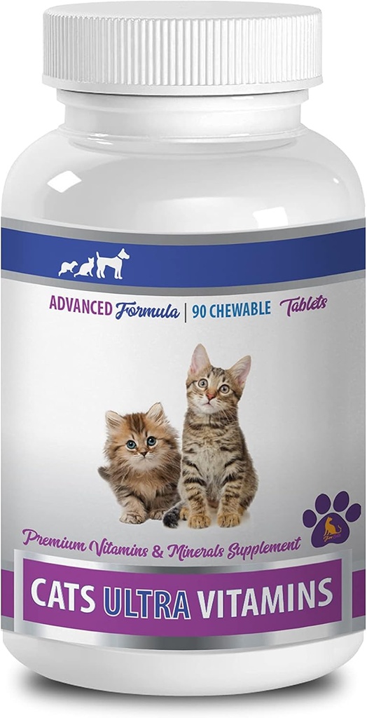 cat Vitamins for Shedding - Ultra Vitamins for Cats - Healthy Minerals and Vitamins Formula - Chews - cat Calcium Supplement - 1 Bottle (90 Treats)