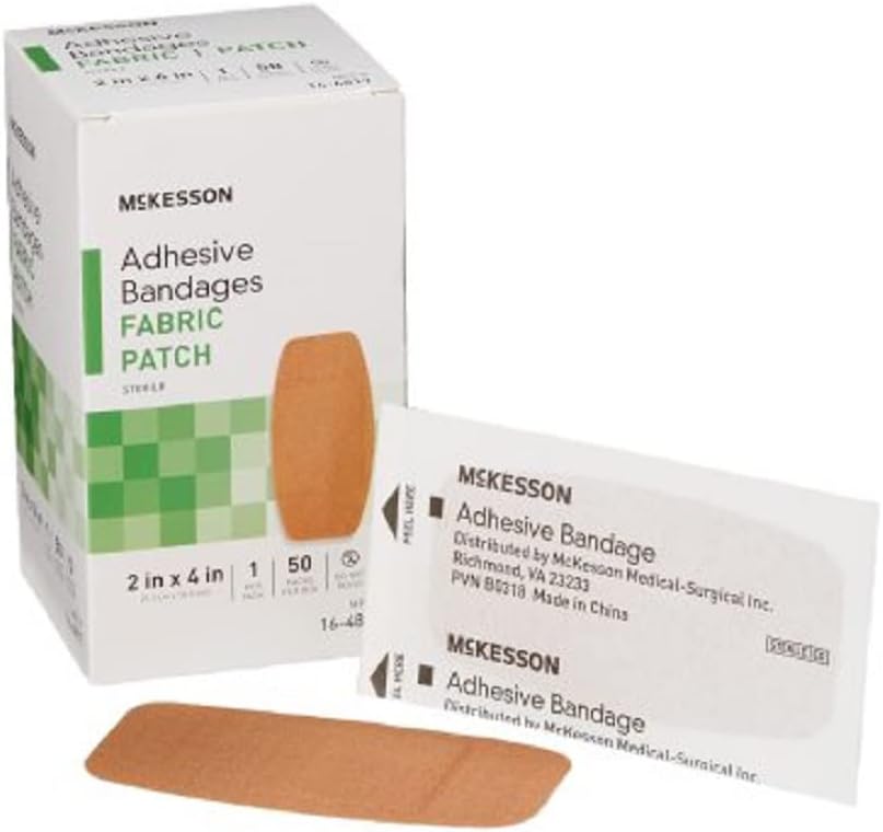 Macsson Adhesive Bandages, Sterile, הבד פטך, 2 ב x 4 ב, 50 Count, 1 Pack