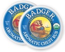 Badger Aromatic Chest Rub, 100% אורגני Vaporub w/Eucalyptus & Lavender Essential Oils to Clear & Soothe, All-Natural Chestungestion הקלה למבוגרים וילדים, 2 oz Tin, 2 Pack