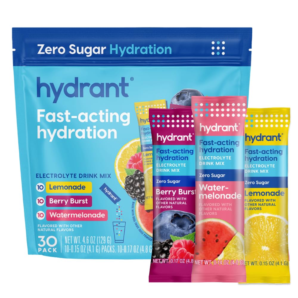 hydront - אבקת hydrotion Variety Pack, 30 אנשים ללא סוכר מיידי אלקטרוליטה Rehydration Packets - Zero Sugar Drink for Daily Use, Travel & Workouts