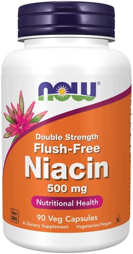 Now Foods - Niacin Flush-Free Double Power 500 מ"ג - 90 קפסולת ירקות