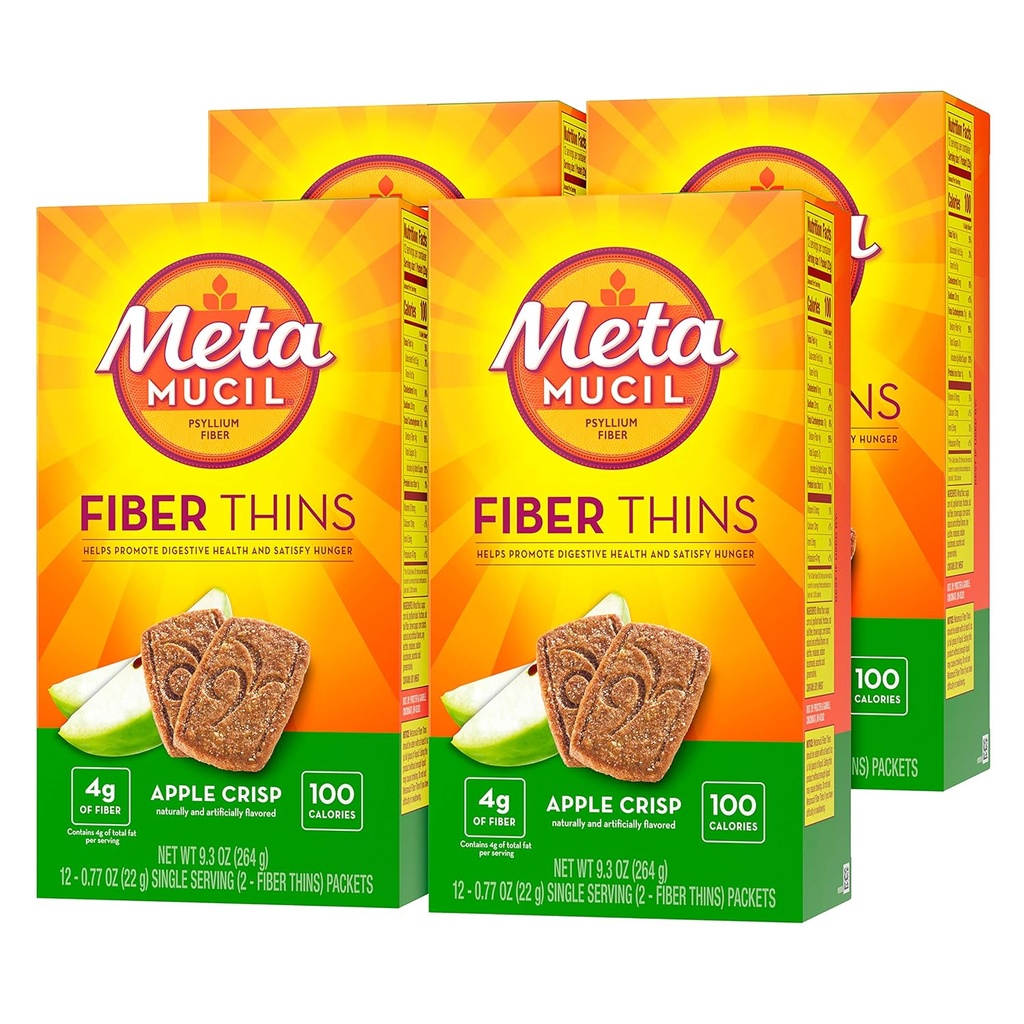 Metamucil Apple Crisp Flavored סיבים תזונתיים תוספת עם Psyllium Husk, 9.3 Ounce, Pack של 4